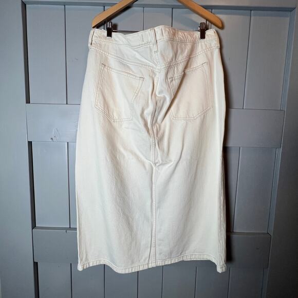 Abercrombie & Fitch High Waist Cream Denim Slit Front Skirt Size 34 NEW - Picture 5 of 7